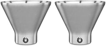 SNOWFOX Premium Vacuum Insulated Stainless Steel Martini Glass - Set of 2 - Martinis Stay ICY Cold - Stemless Cocktail Glasses - Elegant Home Entertaining - Bold Beautiful Barware Set - 8 oz