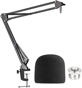 SUNMON Blue Yeti Mic Boom Arm with Foam Windscreen, Suspension Boom Scissor Arm Stand with Pop Filter Cover for Blue Yeti Pro Microphone by