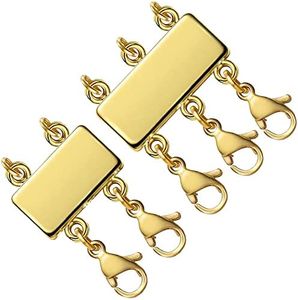 OHINGLT Necklace Layering Clasps Magnetic Slide Lock Clasp Necklace Connector Multi Strands Slide Tube Clasps