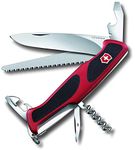 Victorinox Ranger Grip 55 Swiss Army Knife, Large, Multi Tool, Camping Knife, 12 Functions, Locking Blade, Red/Black