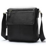 RONATELLI Genuine Leather Men's Shoulder Bag Men's Crossbody Bag Messenger Bag For Men Women Over Shoulder Bag Side Bag Luxury Real Leather (Black)