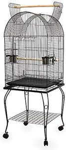 i.Pet Bird Cage 53 x 53 x 150cm Large Guinea Pig Pet Birds Parrot Ferret Cages Aviary Budgie Finch Canary Stand Toys,Black 2 Perch with Wheel + Slide-Out Removable Tray