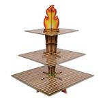 Beistle Tiki Torch Cupcake Stand Luau Theme Cake Holder Display Hawaiian Tropical Party Supplies, 15.25" x 11.25", Brown/Tan/Orange/Yellow