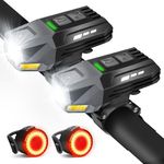 Easymaxx 2Pack Bike Light Set, Rechargeable Bicycle Lights for Night Riding Front and Rear, Powerful Waterproof Bike Headlight, Easy to Install for Men Women Kids Road Mountain Cycling (Black+Black)