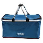 35 Litre Insulated Folding Picnic Camping Cooler Basket Shopping Cool Hamper Bag (Navy)