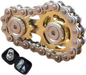 Sprockets Bicycle Chain Fidget Spinner Toys, Fidget Sensory Cube Finger Spinning Relieve Stress Toy, Stainless Steel Durable Mechanics Novelty Toys, Focus Meditation Break Bad Habits for Adults Kids (Gold)