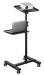 Mount-It! Mobile Projector and Laptop Stand (2 Shelves), Rolling Cart with Ventilated Tray, Heavy Duty, Height Adjustable Laptop and Projector Presentation Trolley, Black