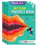 Single Line Project Sheets with Colorful Pages|32 Pages A4 Size | 1 Side Ruled & 1 Side Colored Plain Page | | Set of 3 Books