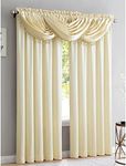 PREMIUS Crushed Satin Rod Pocket Panel and Waterfall Valance with Decorative Fringe Window Treatments, Curtain Set for Your Home, All Sold Separately (Ivory, Panel - 52X84 Inches)