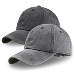 Vintage 100% Cotton Washed Baseball Cap Adjustable Size，Classic Low Profile Plain Retro Unisex Dad Hat(Grey)