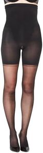 SPANXshape High-Waisted Mid-Thigh Sheers - Comfortable Tummy Control Shapewear - Sheer Pantyhose - No Visible Panty Lines - Black - Size D
