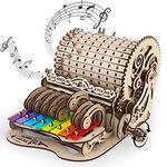 nicknack Hand Cranked Wooden Model Kits, 3D Wooden Puzzle Piano Mechanical Model Kits, Mechanical Model Building Craft Kits for Teens and Adults-Light