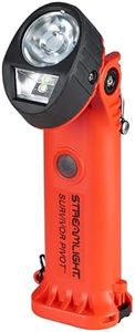 Streamlight 91800 Survivor Pivot 325-Lumen Right Angle Articulating Dual Beam Flashlight with Alkaline Batteries and Clip, Orange