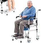 Hybodies Shower Chair with Wheels, Enlarged Rolling Shower Chair with Locking Wheels, Adjustable Commode Chair for Handicap, Elderly, Injured or Disabled, 350 lbs Capacity