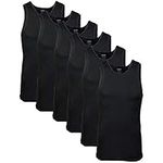 Gildan Men's A-Shirts Tanks Multipack, Black (6 Pack), Large