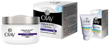 Olay Night Cream Natural White Fairness Night Moisturiser, 50g And Olay Natural White Light Instant Glowing Fairness Cream, 40g