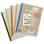 eco-eco A4 50% Recycled Bag 5 Easy Slide Files, Coloured Clip bar Project Report, eco117, Pack of 5