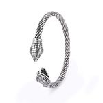 kkjoy Stainless Steel Viking Bracelet for Men Snake Head Screw Teen Cuff Bangle Norse Biker Amulet Nordic Pirates Arm Ring Wristband Jewellery