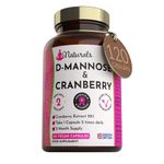 120 D-Mannose and Cranberry Capsules - (2 Months Supply) 1000mg Extract Per Serving - UK Made Vegan Supplement (Not Tablets) - High Strength Natural UTI Support for Women & Men