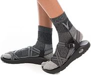 V-Toe Big Flip-Flop Socks - Tabi Split Toe Wool Socks for Men & Women - Japanese Toes Separated Socks, Charcoal Gray, Large