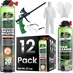 Sprayman Spray Foam Insulation Kit (240 Sq.Ft.) - Closed Cell Polyurethane Expanding Foam Sealant, Thermal & Acoustic Protection for Wall and Attic - Gun & Cleaner Included, 27.1 oz, 12 Pack