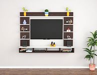 DAS Merrill Engineered Wood Wall Mount TV Entertainment Unit/Tv Rack Set to Box Stand with Wall Shelves for Living Room Flowery Wenge & Frosty White (Ideal for up to 43") Screen