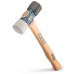 ESTWING Rubber Mallet - 24 oz Double-Face Hammer with Soft/Hard Tips & Hickory Wood Handle - DFH24