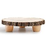 Frcctre 11 Inch Wood Cake Stand, Round Wooden Cupcake Pedestal, Paulownia Wood Slice with Legs, Rustic Cake Holder Wooden Serving Tray Serving Board Display Wood Stand and Plant Stand