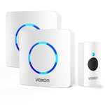 Wireless Doorbell, VOXON Waterproof Doorbells, Plug in Doorbell with 400M (1,300ft) Wireless Range, Door Chime Kit with 2 Receivers, LED Flash, 60 Melodies, 4 Level Volume