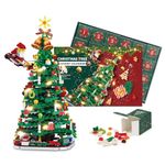 2024 Advent Calendar, Christmas Tree Building Block Set with LED String Lights, 24-Day Christmas Countdown Calendar, Christmas Home Decoration, Toy Gift Box for Boys and Girls, Educational Toy