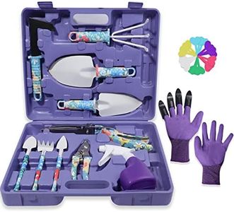Tbltaca Garden Tool Set, Stainless Steel Heavy Duty Gardening Tools 30 PCS w/ Floral Print, Trowel Rake Weeder Pruner Shears Sprayer Digging Claw Gloves, Ideal Gardening Gift for Women