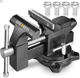 Bench Vise 4-1/2", Vice for Workbench with Heavy Duty Cast Steel Construction, Built-in Pipe Jaw and Swivel Base, Table Vise for Woodworking, Home Workshop Use and DIY Job