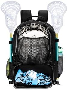Lacrosse Bag, Lacrosse backpack with Stick Holder & Hidden Zipper Net - Features Separate Ventilated Shoe Compartment and Ample Storage for Helmets, Gloves, and Accessories - Fits Up to Size 13 Shoes
