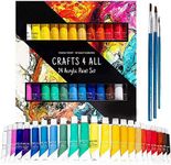 Crafts 4 ALL Acrylic Paint Set - 24 for Canvas, Wood, Ceramic, Fabric - Non-Toxic, Vibrant Pigments for Beginners and Professional Artists - Art Supplies Gifts for Kids & Adults