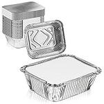 Fit Meal Prep 100 Pack 1 lb Aluminum Foil Pans with Cardboard Lids, 6 x 5 x 2 Disposable Aluminum Baking Pan for Freshness, Freezer Safe To Go Food Containers Spill Proof for Delis, Cooking, Catering