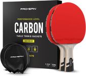 PRO SPIN Table Tennis Bat With Pro Carbon Fibre Technology for Increased Control, Spin & Power | Performance-Level Ping Pong Bat | With Premium Rubber Protector (2-Pack)