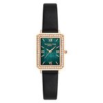 VICTORIA HYDE Gorgeous Women's Watch Green Mother of Pearl Dial Elegant Timepiece Rectangular Face Watches with Black Leather Band