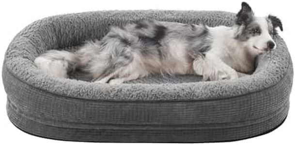 Pawk Orthopedic Dog Bed for Large Dogs, Waterproof Egg-Crate Memory Foam Pet Sofa with Bolster Sides, Washable Removable Cover & Non-Slip Bottom, Grey