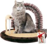 Happi N Pets Original Cat Arch Self Groomer Cat Massager, Cat Grooming Brush with Heavy Wooden Cat Scratching Pad & Catnip Toy, Cat Face Scratchers, Cat Scratchers for Indoor Cats, Cat Rubbing Post