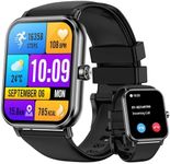 Smart Watch for Men Women, 1.85" HD Fitness Tracker with Bluetooth Calls, 24/7 Heart Rate/Sleep Monitor, 130+ Sport Modes, 5 ATM Waterproof, Pedometer, Calories, Smartwatch for Android iOS (Black)