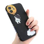 Yonds Queen for iPhone XR Cute Case, Cartoon Astronaut Space Moon Planet Design Stylish Bumper Cover TPU Rubber Protective Shockproof Fashion Case(Black Moon, iPhone XR)