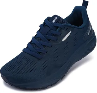 BRONAX Mens Wide Toe Box Tennis Shoes Training Road Running Fitness Foot Shape Jogging Walking Size 10w Sports Gym Footwear for Male Breathable Mesh Sneakers Dark Bule 44