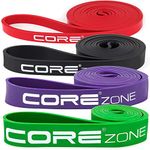 COREZONE Resistance Band - Set of 4 | Home Gym Exercise Workout Bands for Butt, Leg, Glute, Yoga, Pilates, CrossFit, Fitness, Physical Therapy, Stretch | Multicoloured Resistance Bands for Men & Women