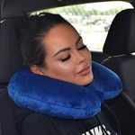 Nitsha Velvet Unisex Soft U Shape Neck Rest Pillow for Travel Flight, Train, Bus, car Ideal for Men Women Boys Girl - Color - Blue