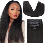 Lashey Seamless Clip in Hair Extensions 20 Inch 110g 7pcs Yaki Straight Clip in Hair Extensions Human Hair Natural Black Extensions Remy Hair Extensions Clip in Human Hair