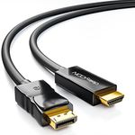 deleyCON 2m (6.56 ft.) DisplayPort to HDMI Cable - High Speed 4K UHD Full HD 1080p 3D HDCP Audio Transmission - DP Male to HDMI Male Adapter Cable - Black