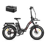 Fafrees 1080Wh Electric Bike, Folding Electric Bike WITH 48V 22.5Ah Removable Battery, 100KM Mileage Ebike for Adults, 20 * 4.0" Electric Mountain Bike 7 Speed Gears, Official F20 Max 2024 Black