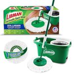 Libman Tornado Spin Mop System Plus 1 Refill Head – Total Mopping System Includes Heavy Duty Microfiber Head, Sturdy Handle, and 1 Extra Replacement Mophead, Safe on All Hard Surfaces, Green