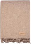 menique 100% Merino Wool Blanket MILAN 125x180 cm Beige, Thick Throw Blanket Plaid Extra Fine Fall Blanket