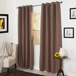 Lavish Home Linen Look Black Out Curtain Panel, 84-Inch, Chocolate